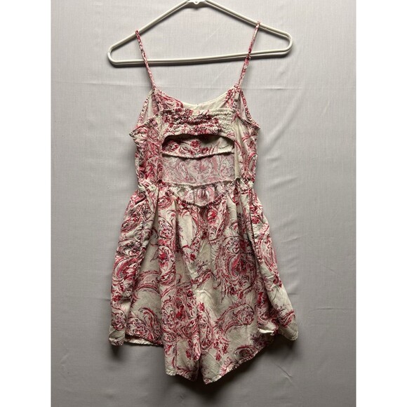 Ci Sono Romper Women’s Small Spaghetti Strap Floral Paisley Open Back Pockets - Picture 2 of 7